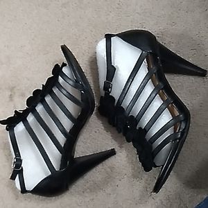 Floral strappy heels